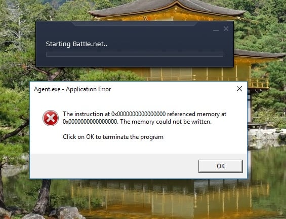 the instruction at 0x00007ff800822aa66 referenced memory windows 10