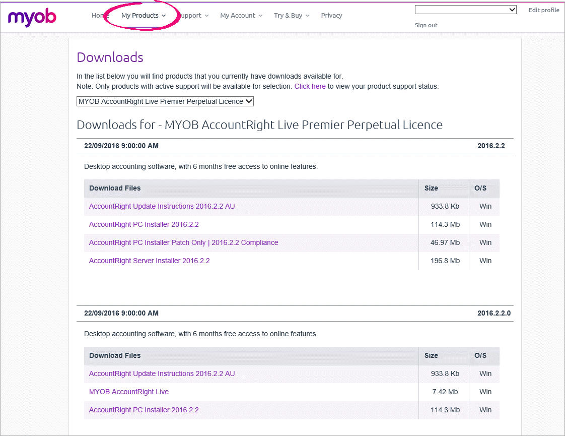 accountright myob msi install instructions