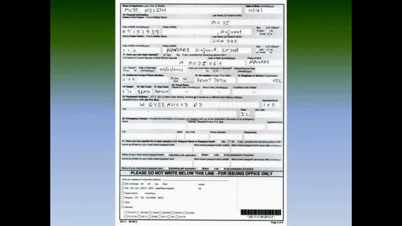 ds 11 application for us passport instructions
